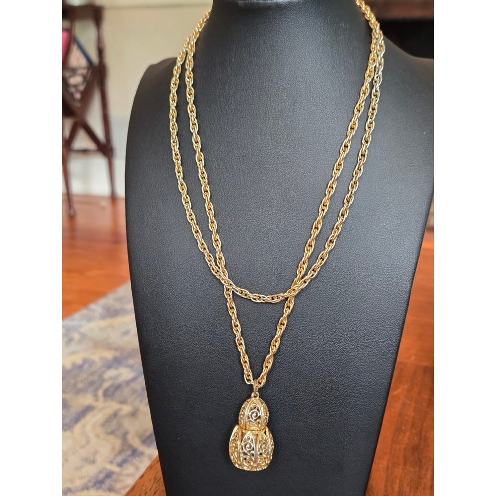 Florenza Mini Gold Tone Bal-de-Parfum Perfume Necklace Pendant Vintage